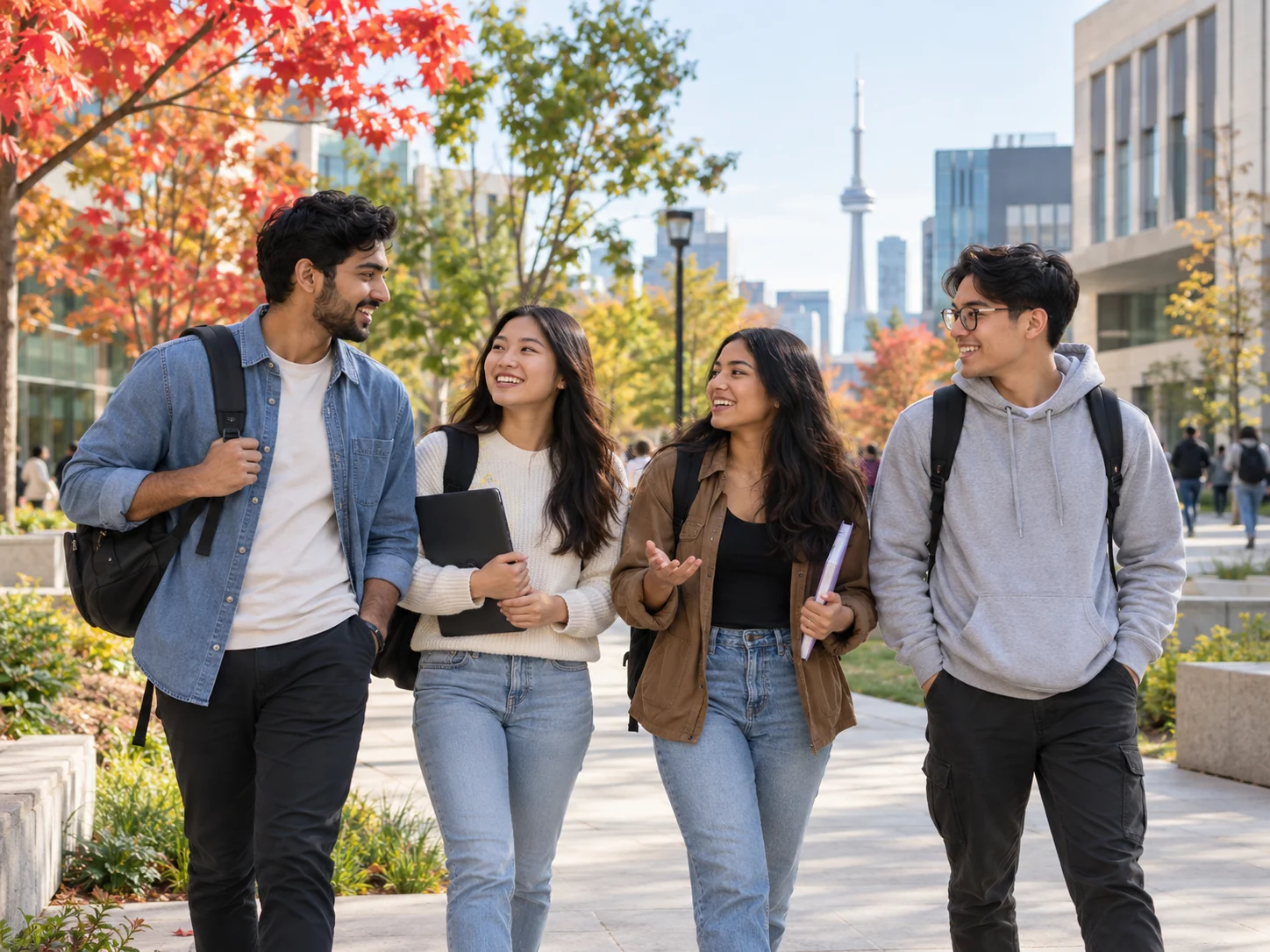 International students enjoying campus life in Canada